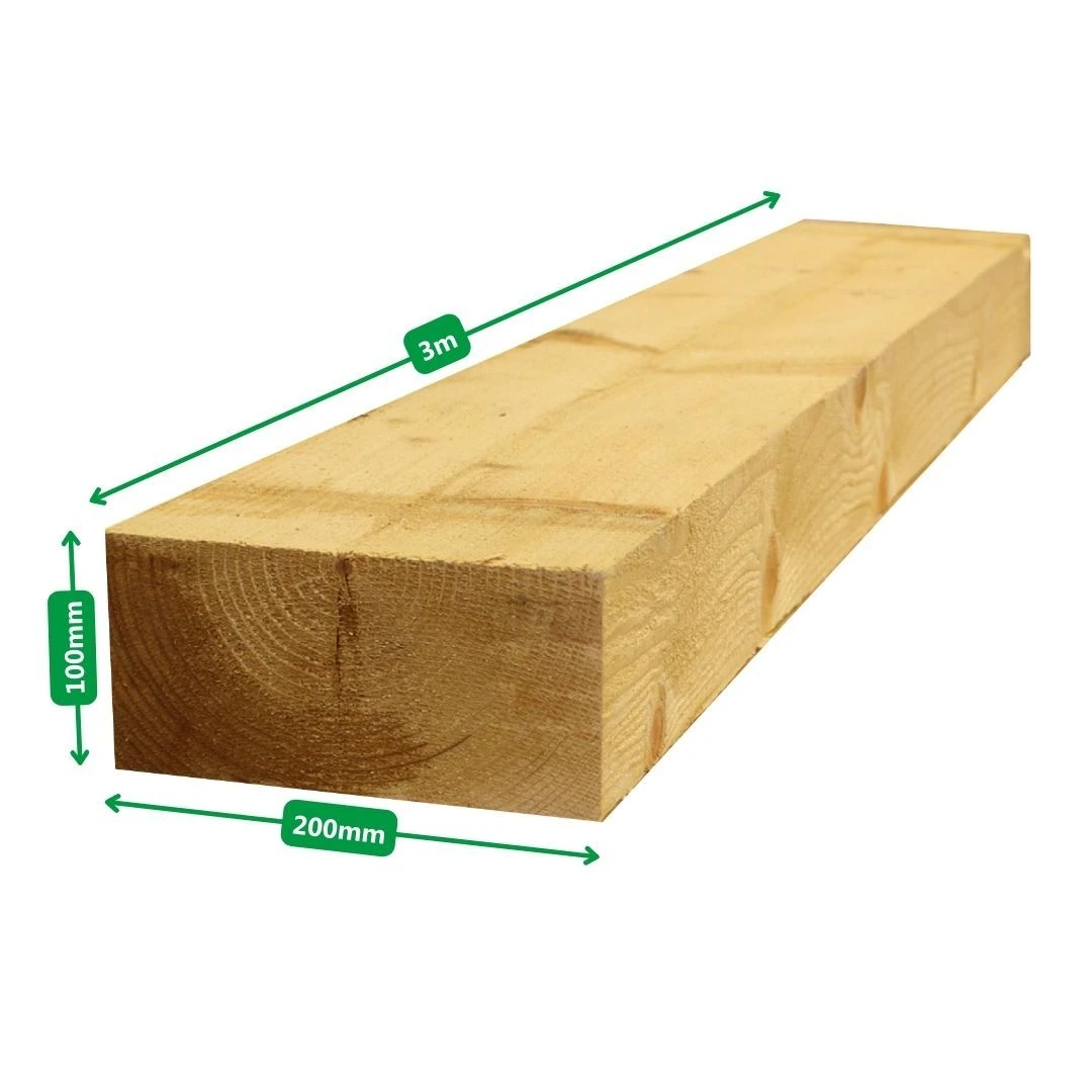 Green Treated Railway Sleeper | 3m X 200mm X 100mm - Image 2