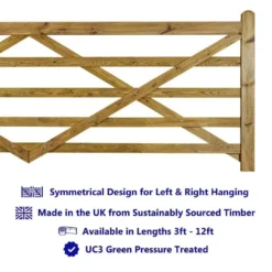 Universal 5 Bar Field Gate | 1.2mx0.9m | Green Treated
