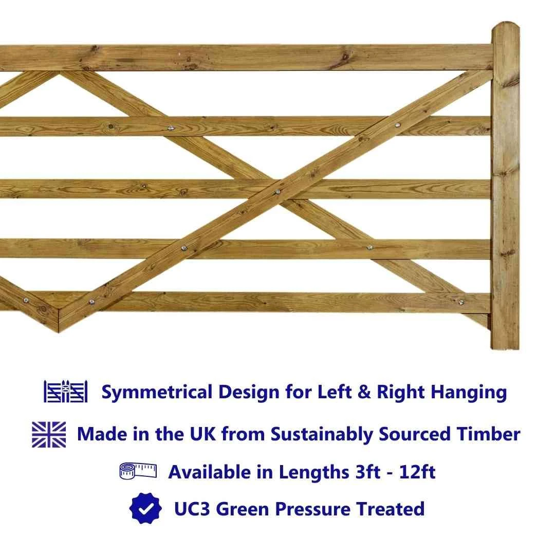 Universal 5 Bar Field Gate | 1.2mx0.9m | Green Treated