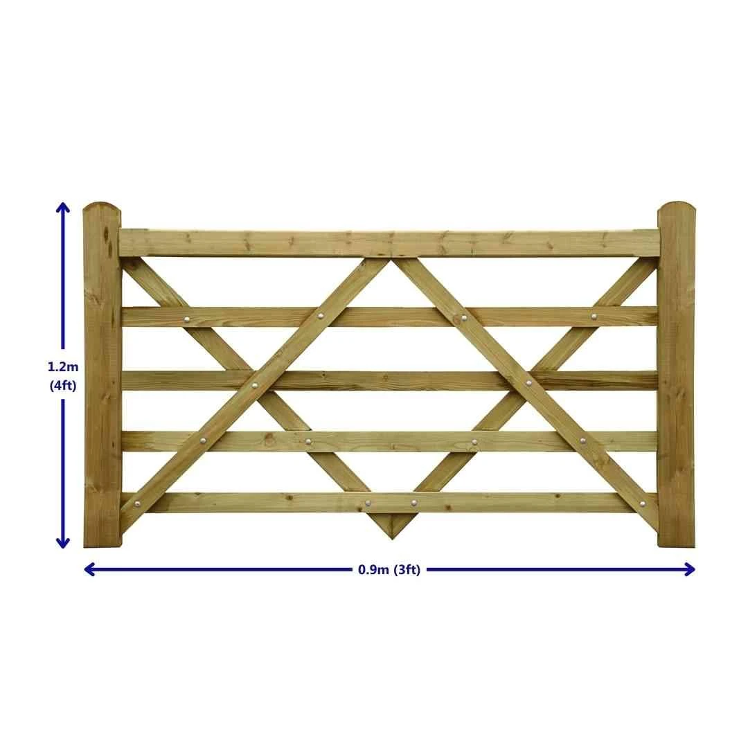 Universal 5 Bar Field Gate | 1.2mx0.9m | Green Treated - Image 3