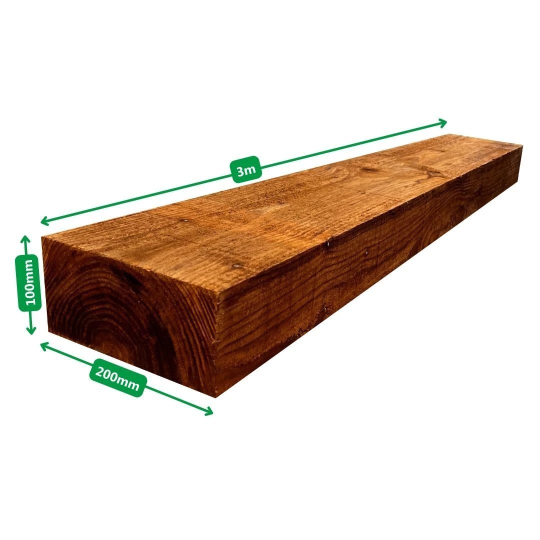 Brown Treated Railway Sleepers (x20) | 3m X 200mm X 100mm - Image 2
